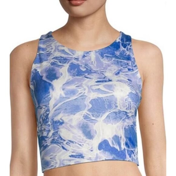 (5 for $25)Champion Blue Ripple Effect Round Neck Sleeveless Crop Top Size Large - Picture 1 of 6